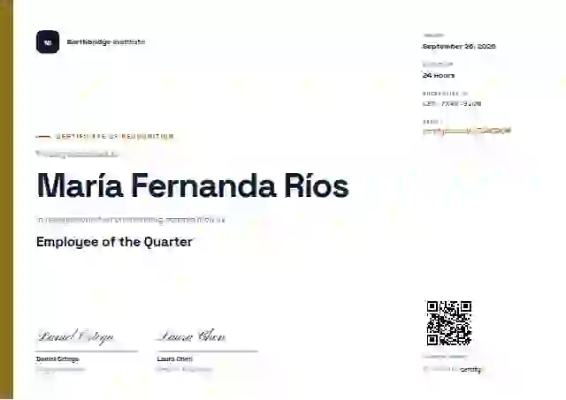 Modern Minimal Ochre employee recognition certificate template