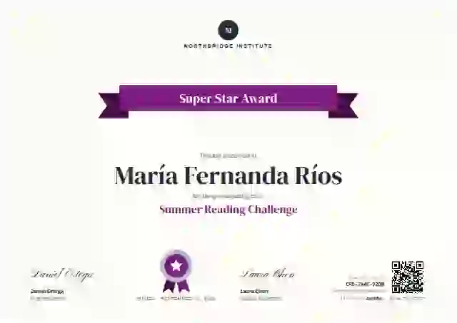Ribbon Banner Plum Silver school and kids certificate template