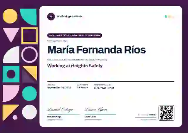 Geometric Plum compliance and safety certificate template