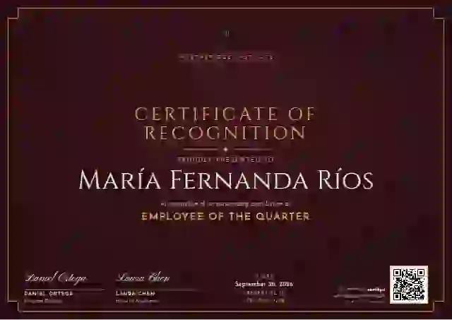 Art Deco Ruby employee recognition certificate template
