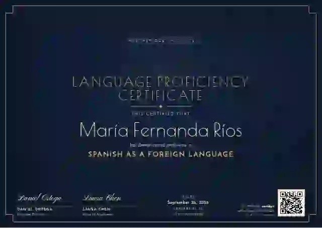 Art Deco Cobalt language proficiency certificate template