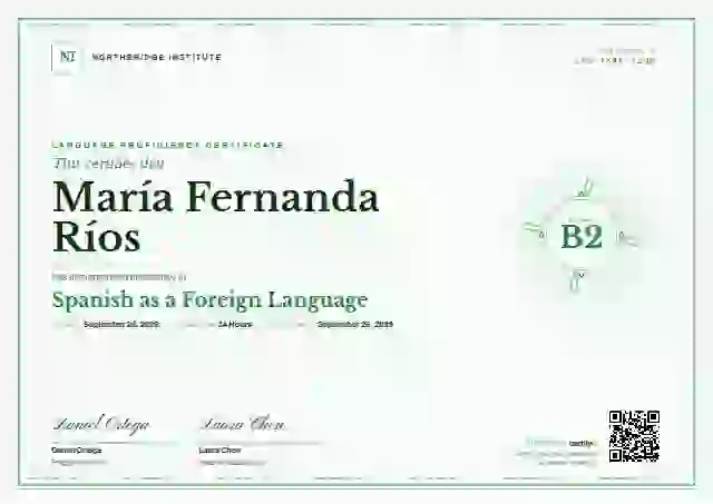 Guilloche Forest language proficiency certificate template