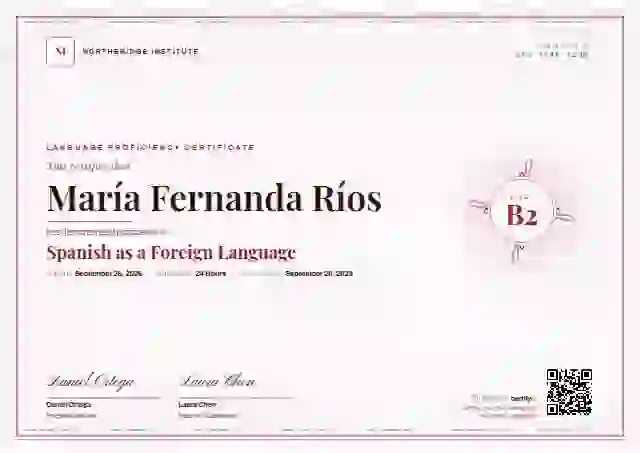 Guilloche Rose language proficiency certificate template