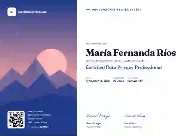 Duotone Navy Coral professional certification certificate template