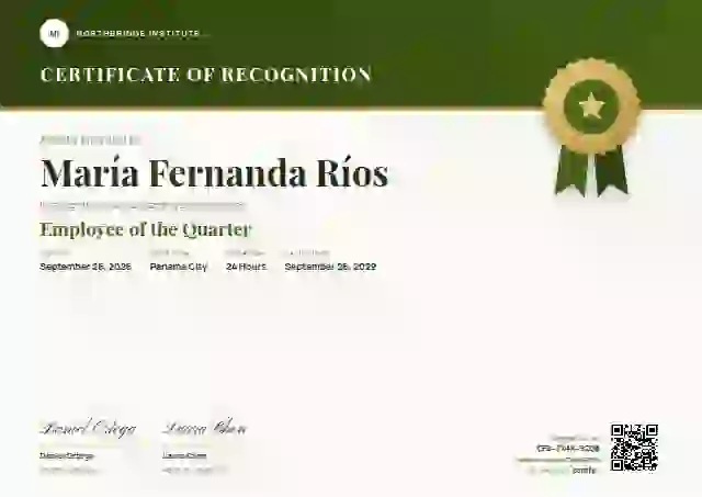 Seal Masthead Lime employee recognition certificate template