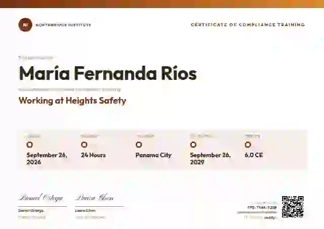 Plantilla de certificado Training Timeline Vermilion de cumplimiento y seguridad