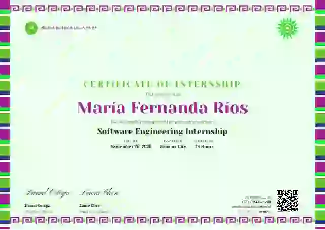 Greca Folk Fuchsia internship certificate template