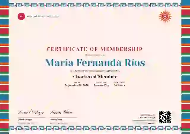 Plantilla de certificado Greca Folk Cerulean de membresía