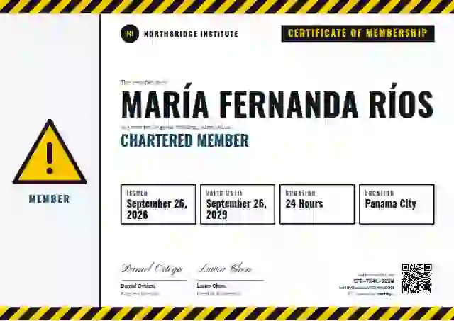 Plantilla de certificado Safety Card Cerulean de membresía