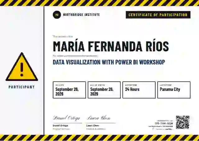 Plantilla de certificado Safety Card Azure de webinar y taller