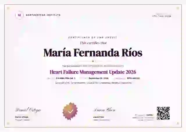 Plantilla de certificado Classic Seal Fuchsia de salud y educación médica continua