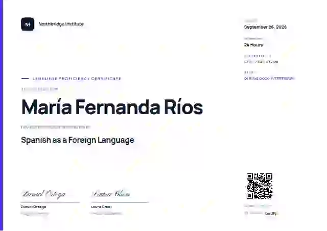 Modern Minimal Soft Violet language proficiency certificate template