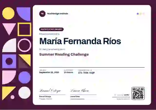 Plantilla de certificado Geometric Soft Violet de escuela y niños