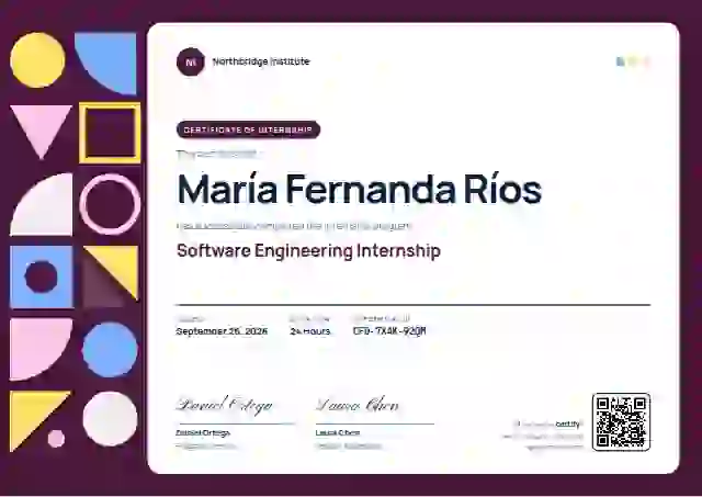 Plantilla de certificado Geometric Azure de pasantía