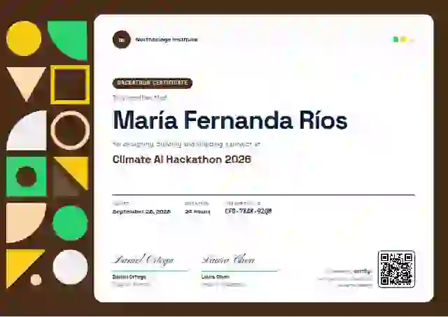 Plantilla de certificado Geometric Jade de hackatón