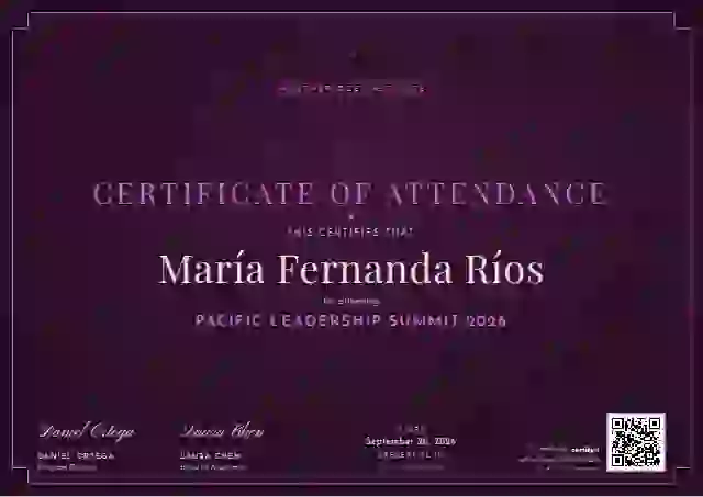 Plantilla de certificado Art Deco Fuchsia de asistencia a eventos