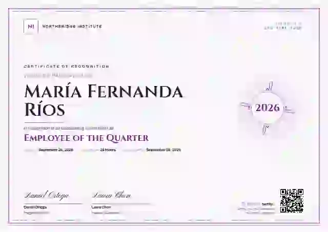 Plantilla de certificado Guilloche Orchid de reconocimiento a colaboradores
