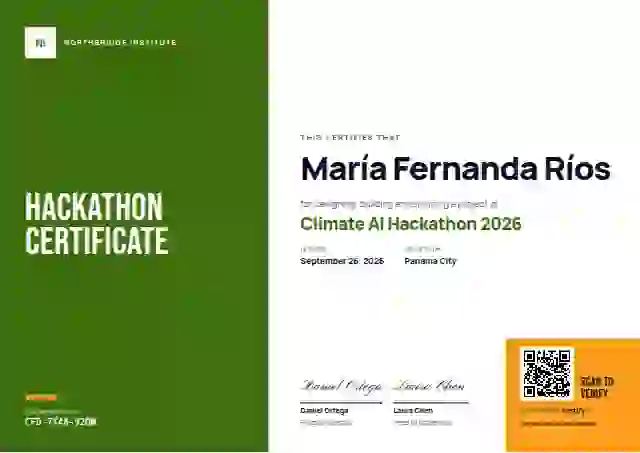 Plantilla de certificado Color Block Fern de hackatón