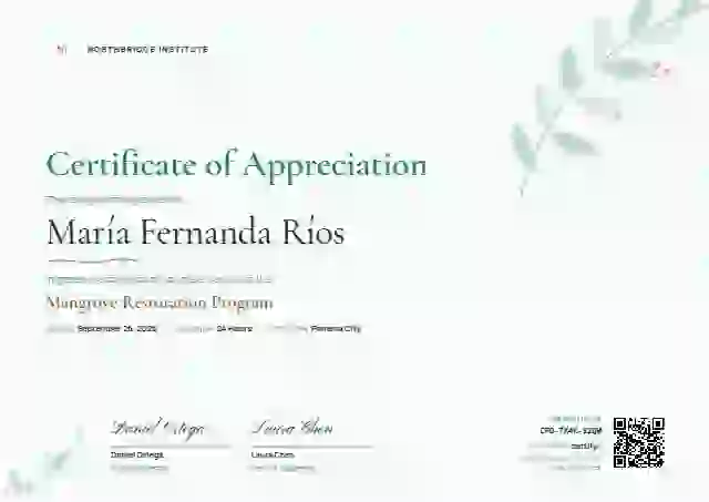 Botanical Jade volunteer appreciation certificate template