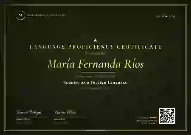 Plantilla de certificado Luxury Foil Lime de dominio de idiomas