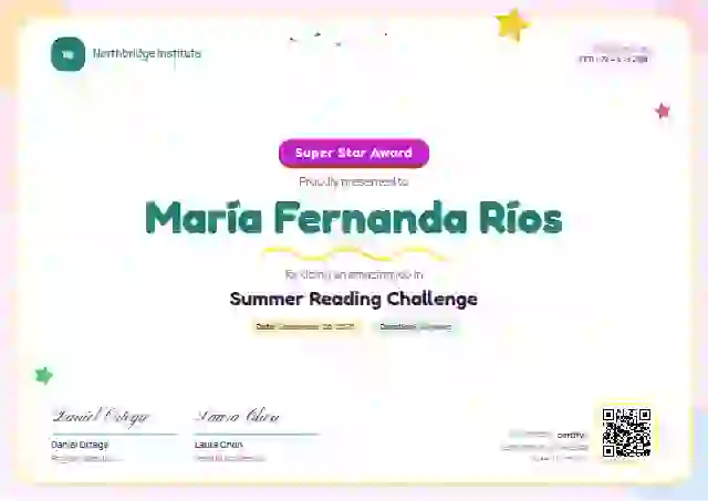 Plantilla de certificado Playful Fuchsia de escuela y niños
