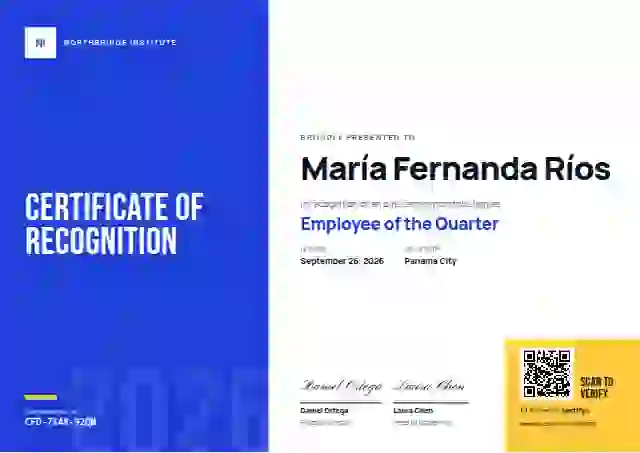 Color Block employee recognition certificate template