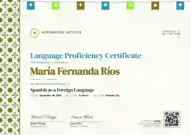 Plantilla de certificado Latin Heritage Soft Marigold de dominio de idiomas