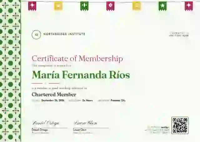 Plantilla de certificado Latin Heritage Soft Fern de membresía