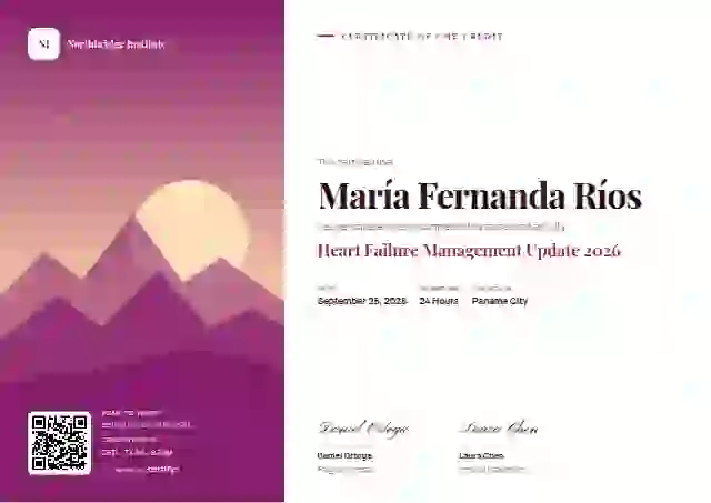 Plantilla de certificado Duotone Magenta de salud y educación médica continua