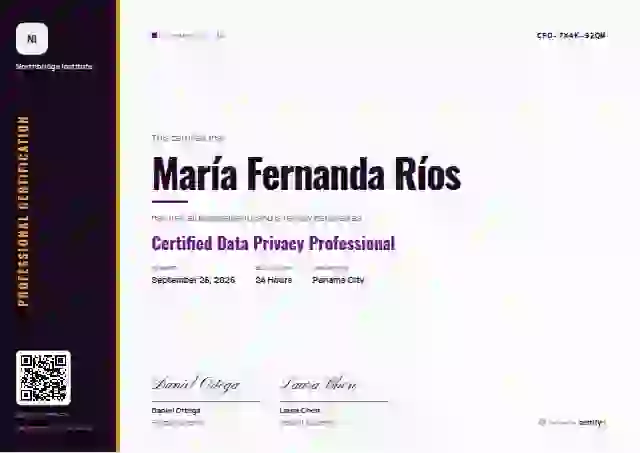 Plantilla de certificado Vertical Sidebar Orchid de certificación profesional