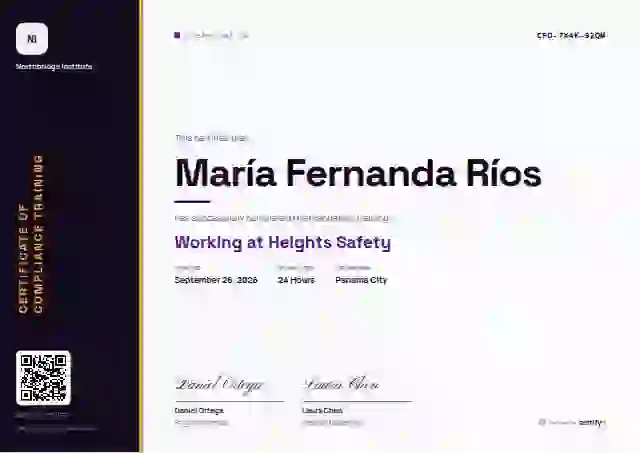 Plantilla de certificado Vertical Sidebar Amethyst de cumplimiento y seguridad