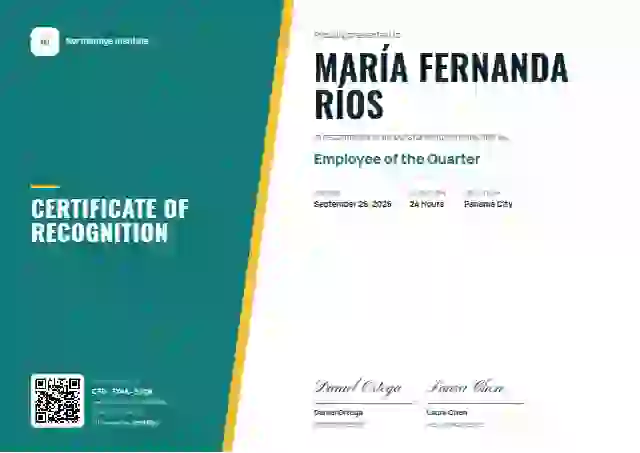 Plantilla de certificado Split Panel Lagoon de reconocimiento a colaboradores