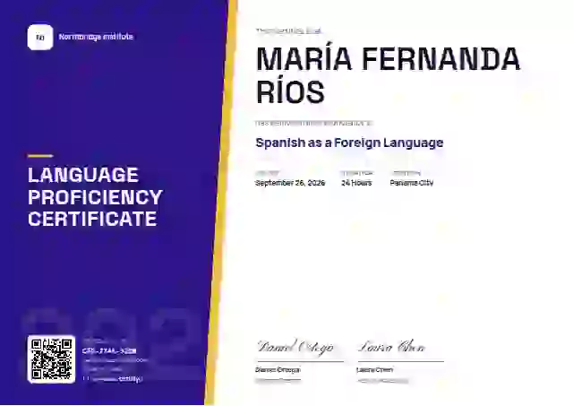 Plantilla de certificado Split Panel Violet de dominio de idiomas