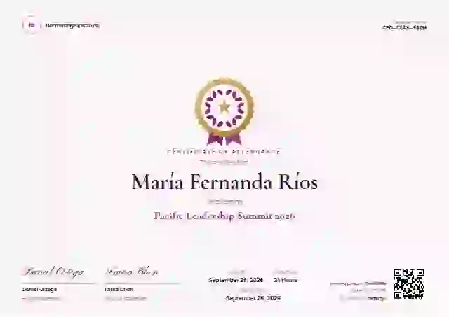 Plantilla de certificado Medallion Magenta de asistencia a eventos