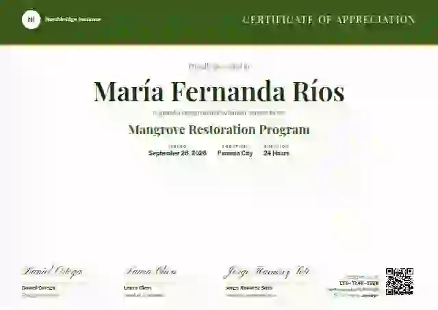 Triple Signature Fern volunteer appreciation certificate template