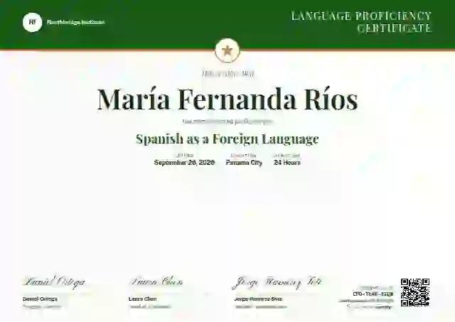 Plantilla de certificado Triple Signature Meadow de dominio de idiomas
