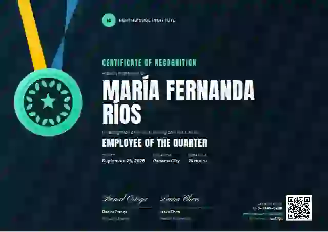 Plantilla de certificado Sports Medal Seafoam de reconocimiento a colaboradores