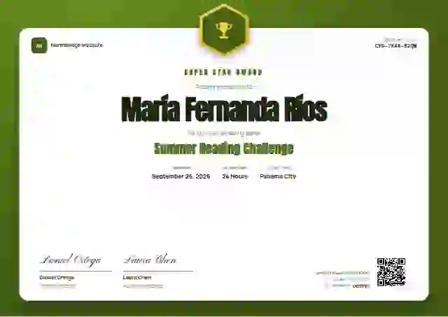 Plantilla de certificado Icon Badge Lime de escuela y niños