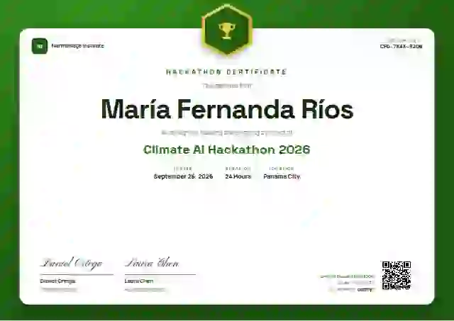 Plantilla de certificado Icon Badge Fern de hackatón