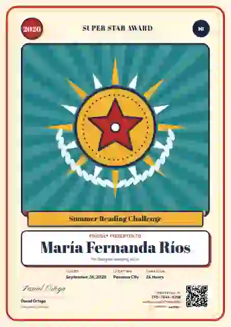 Loteria Card school and kids certificate template