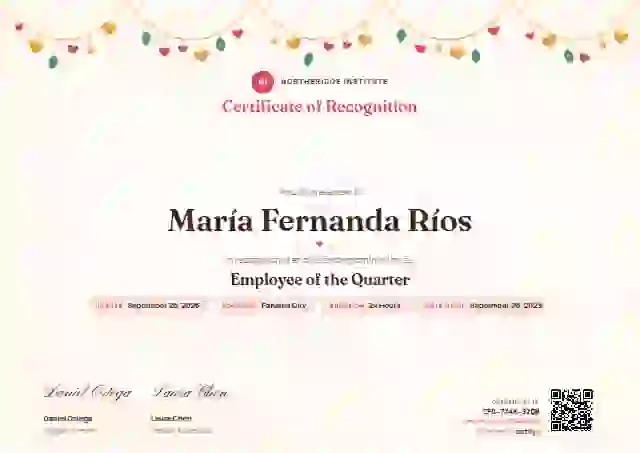 Heart Garland employee recognition certificate template