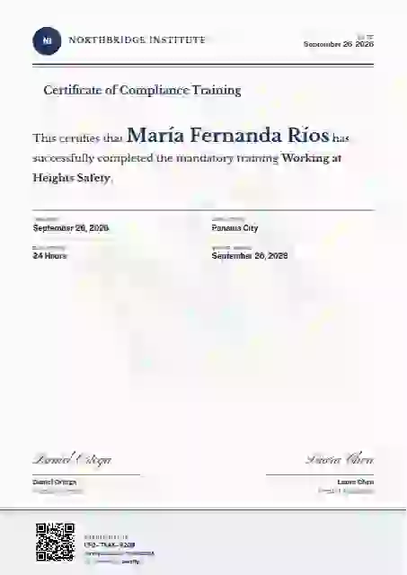 Plantilla de certificado Constancia Letter de cumplimiento y seguridad