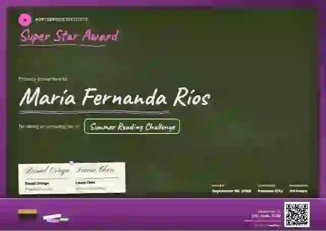 Chalkboard Magenta school and kids certificate template