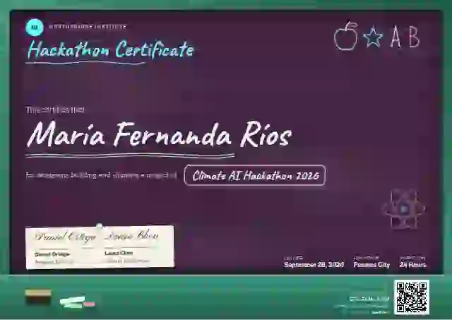 Chalkboard Lagoon hackathon certificate template