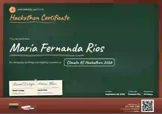 Chalkboard Tangerine hackathon certificate template