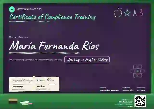 Plantilla de certificado Chalkboard Jade de cumplimiento y seguridad