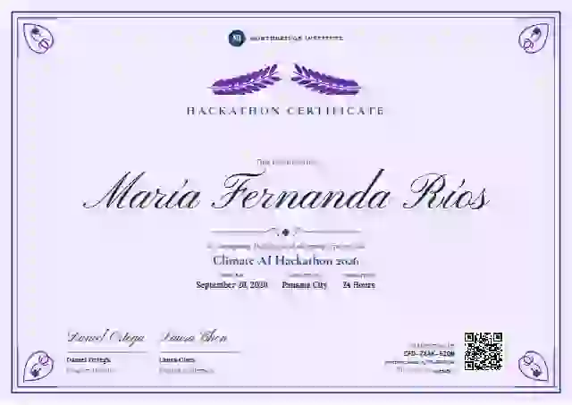 Diploma de Honor Azure hackathon certificate template