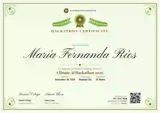 Diploma de Honor Amber hackathon certificate template