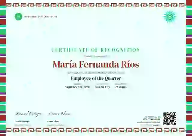Greca Folk Vermilion employee recognition certificate template