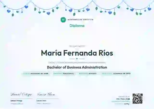 Heart Garland Seafoam academic diploma certificate template